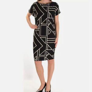 Lauren Ralph Lauren Womens Size Small 4 Dress Stretch Black White Geometric $145